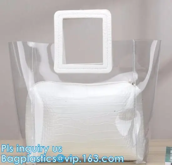 Promotional Sport Travel Womens Shopping Shoulder Strap Clear PVC Zipper Beach Tote Bag, shoulder PVC jelly bag tote handbag