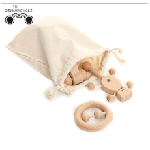 Baby wooden organic beech teething ring baby