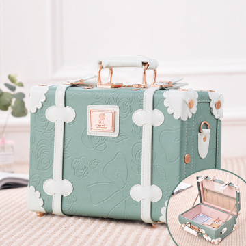 13 Inch Vintage Carry-On Suitcase with Shoulder Strap for Women & Girls