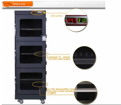 450W Black Auto Desiccant Dry Box Cabinet For SMD Packages Moisture Sensitive