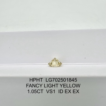 แหวนเพชรแฟนซีสีเหลืองอ่อน 1.05CT VS1 2EX Lab Grown