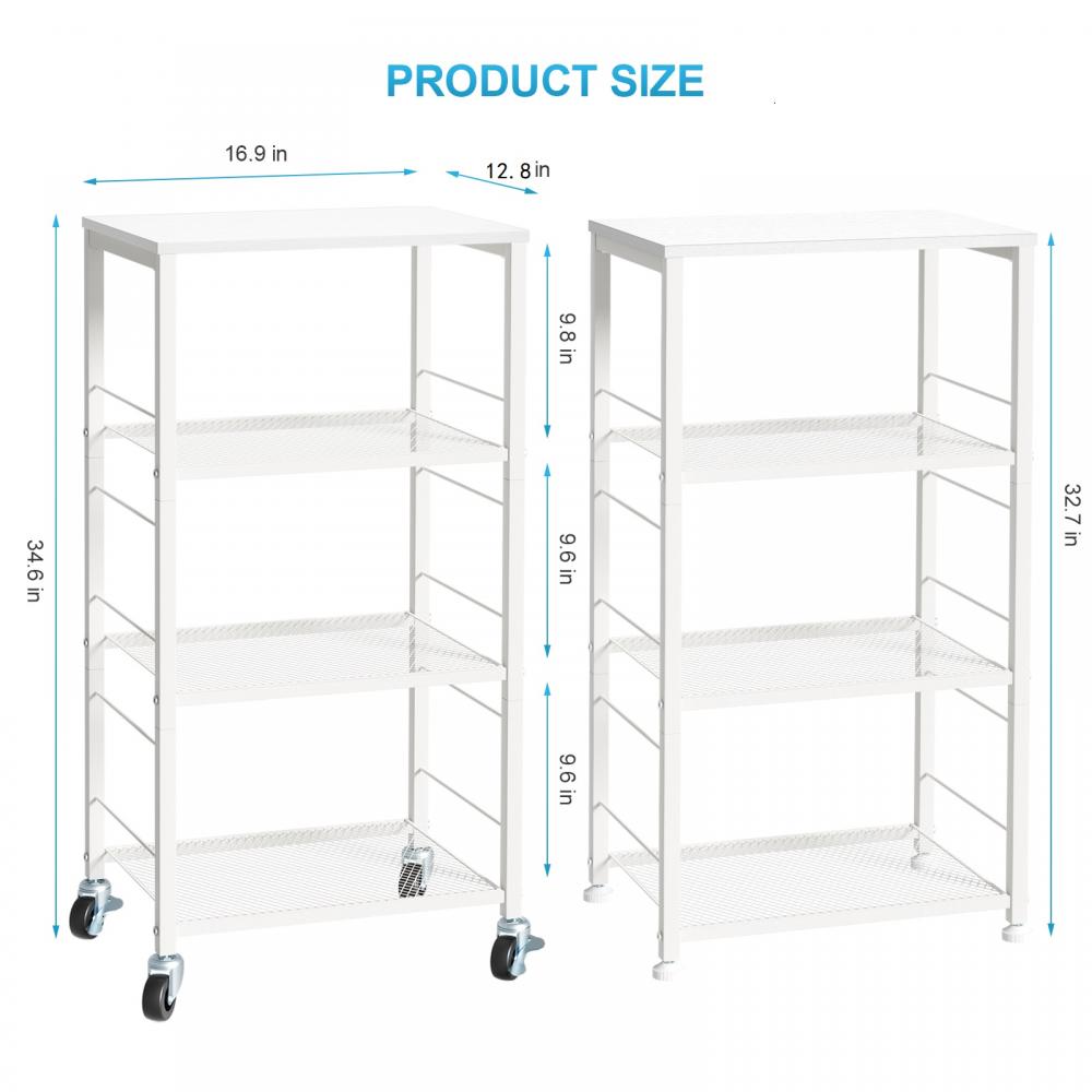 Kitchen Storage Cart With Flexible Wheels