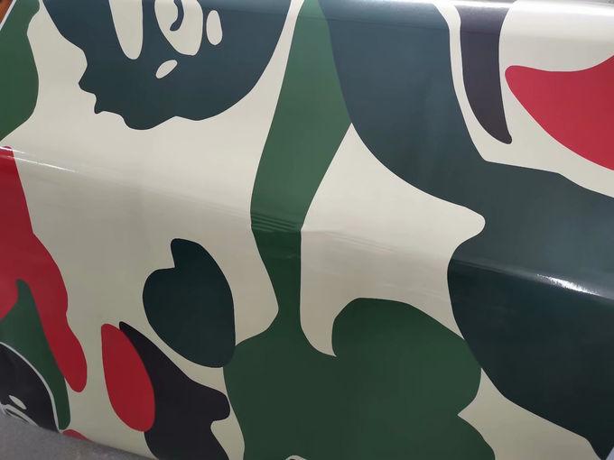 8mil Digital Camouflage Vinyl Wrap , Calendered Red And Black Camo Car Wrap 0