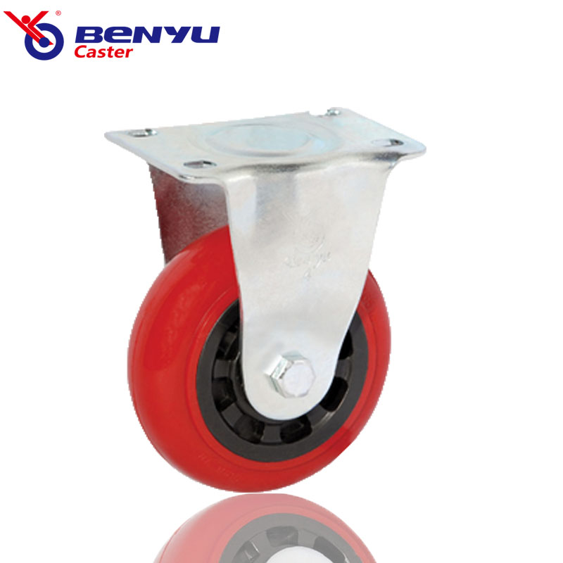 Caster 4Inch Medium-Duty Red PU Rigid Caster Wheel