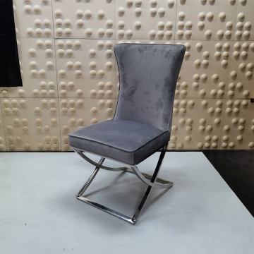 Wholesale Modern Stainless Steel Velvet Dining Chairs with Buttons