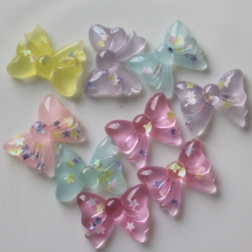 Novel Clear Transparent Cute Butterfly Bowknot Resin Flat Back Cabochon Colorful Beautiful Loose Beads for Decoration DIY