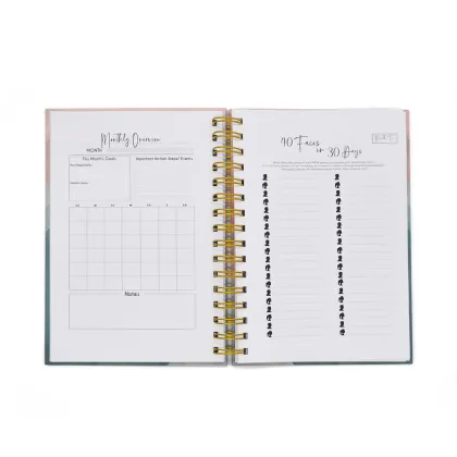 Golden Foil Spiral Wire Ring Hardcover Diary Journal Notebook Planner