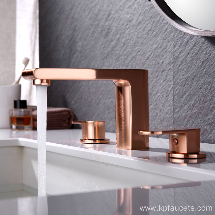 Three Hole Luxury European Bathroom Brass Faucet