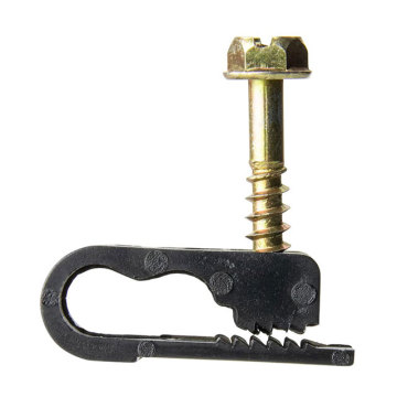 Black Coaxial Cable Clips with Stainless Steel Screws - 6mm Cable Fasteners
