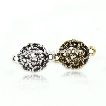 10mm/12mm Double loop hollow out ball connector zinc alloy Bracelets and necklaces jewelry accessories
