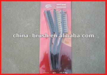 3pc 10' plastic handle steel wire brush with blister sc7311A