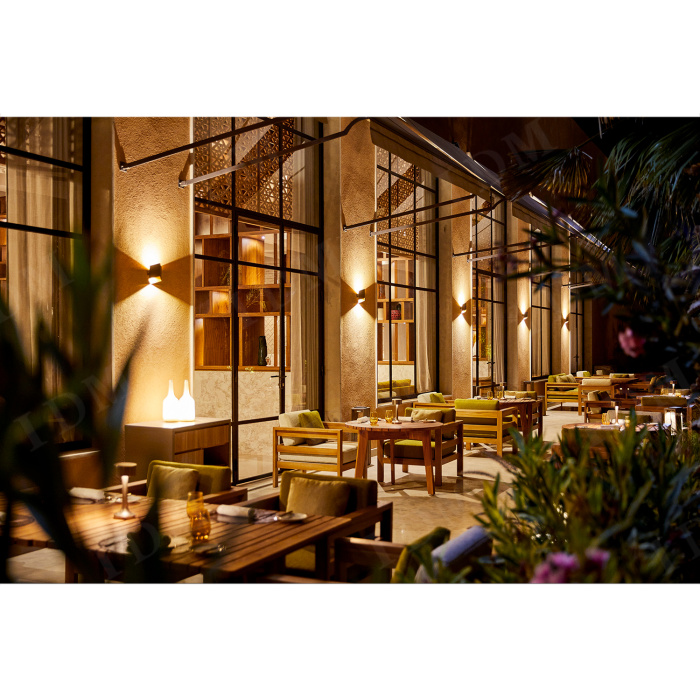 Muebles de comedor de madera de 6 plazas cuero moderno