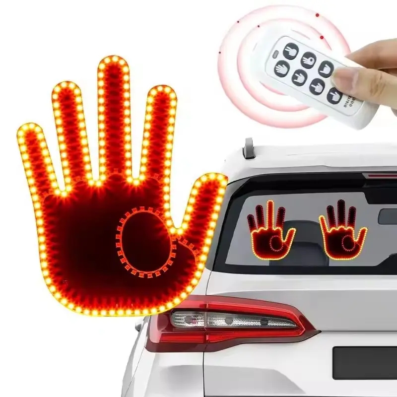 Funny Car Finger Light - Auto Amber Middle Finger Warning Brake Light ...