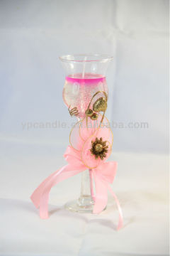 Pink Jelly Candle With Glitter Powder in Glass Jar with Flower