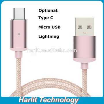 USB Type C Magnetic Charge Cables Nylon Fabric Braided Charge Cable With Aluminum Plated USB C Magnetic Connectot