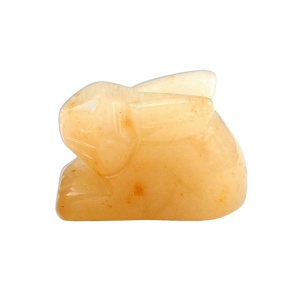 Yellow Jade Handmade Craved 1.0Inch Rabbit Ornament (18X27mm) for Home Decor