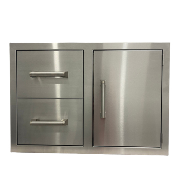 Double Wall Built-in 304 Stainless Steel Two Drawer Door Combination Bbq Grill Outdoor Kitchen Drawer
