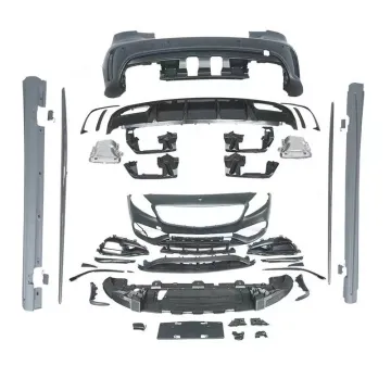 Mercedes-Benz A-Class W176 AMG A45 Styling Kits: Front Bumper, Rear Bumper, Side Skirts, and Grille Modifications for 13-18 Models