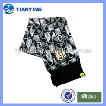 Jacquard knit acrylic children scarf for boys