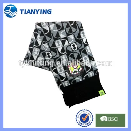 Jacquard knit acrylic children scarf for boys