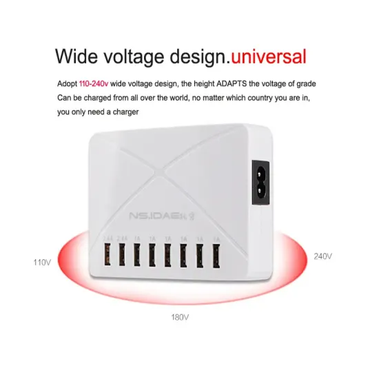 8-port USB wall fast charging 600 watts