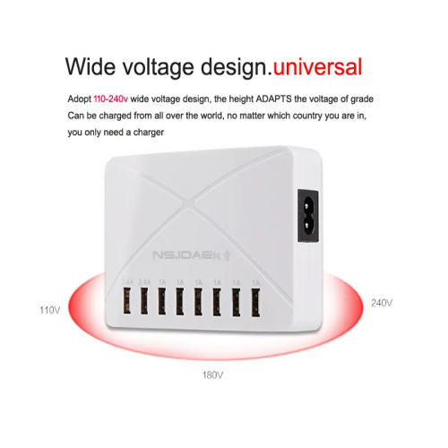 8 portas de parede USB Charging rápido 600 watts