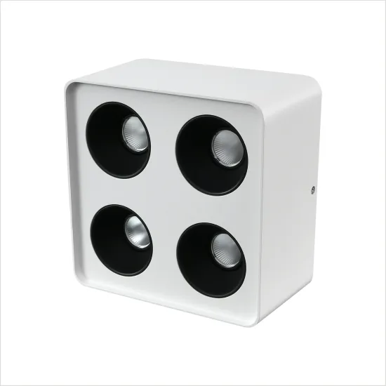 Square Spotlight LED Anti-Glare Ceiling Light for Home and Hotel (4 Heads, 8W/12W)