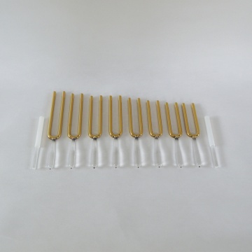 Golden Quartz Crystal Tuning Fork Set - 8 PCs 10 mm HF -Chakra -Tuning -Gabeln mit Tragetasche