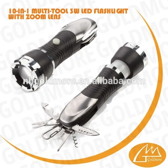 GOLDMORE1 3W 10 in 1 Hunting Camping Pocket Knife LED Torch Zoom - Brightest Multi- Tool LED Flashlight,Tool led caming light