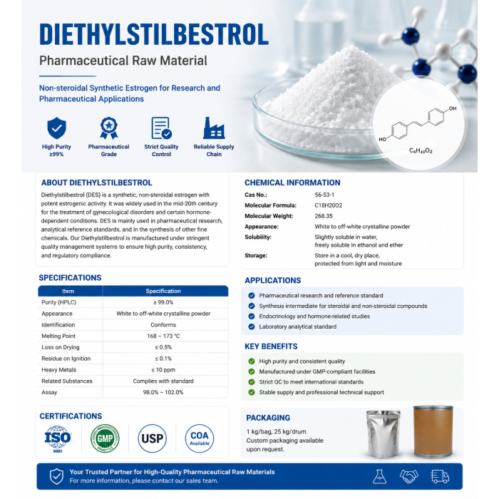 Diethylstilbestrol Synthetic Estrogen Powder