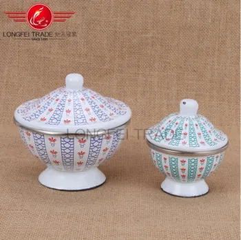 Factory Painted Enamel High Foot Dessert Bowl/ Ice Bowl