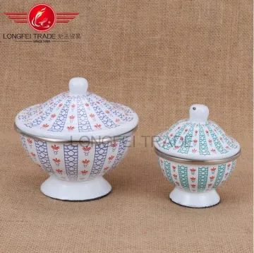 Factory Painted Enamel High Foot Dessert Bowl/ Ice Bowl