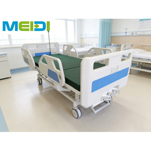 Perforated Three-Crank Hospital Bed | Four Small Rails, Central Brake, For Hospital Use