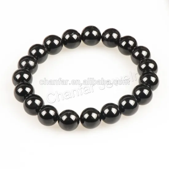 Wholesale fashion handmade 10mm black agate beads bracelet