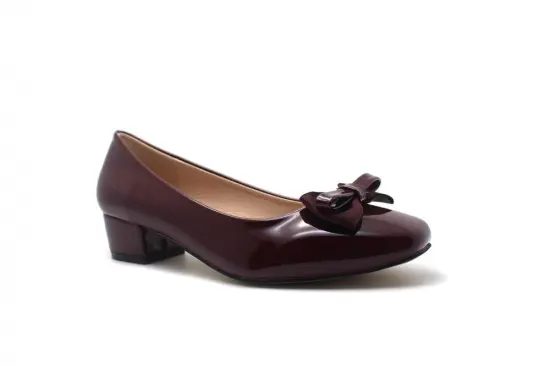 Classic Patent PU Bowknot Heel Shoe