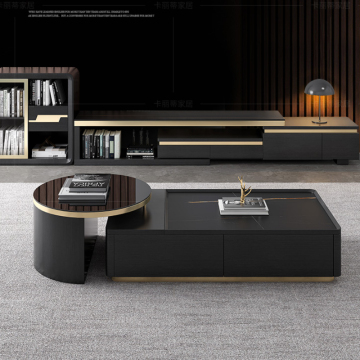 Modern Black Luxury Stainless Steel Retractable TV Stand