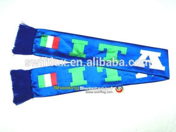 polyester printed satin promotion sport scarf for world cup,football cheering scarf