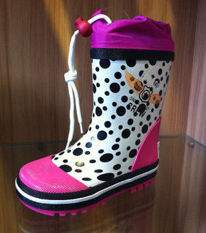 Polka Dots enfants bottes de pluie demi caoutchouc avec couvercle étanche