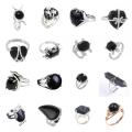 Assorted Natural Black Obsidian Rings Owl Shape Ring for Women Quartz Crystal Heart Rings for Girl Women Wedding Adjustable ring