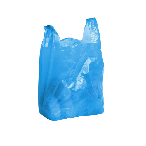 Camiseta ecologica no tejida con corte en U bolsa de plastico de compras de PE negra para comestibles