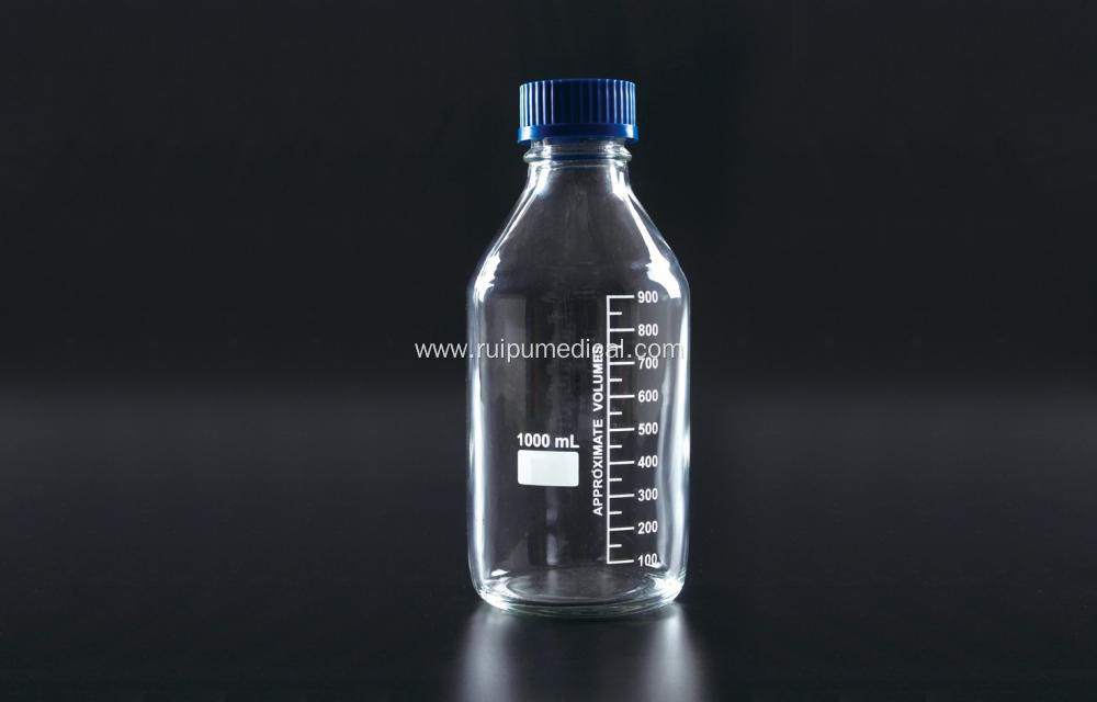 Reagent Bottle with Plastic Blue Screw Cap Clear