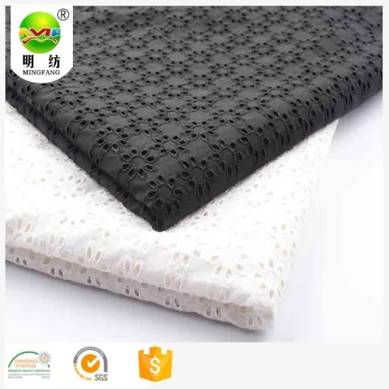 Hot sales cotton jacquard punch embroidery design fabric