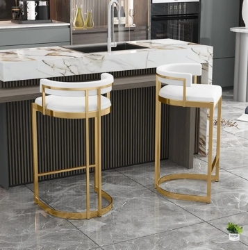 Modern lüks yemek için Qiancheng Velvet Namlu arka bar taburesi
