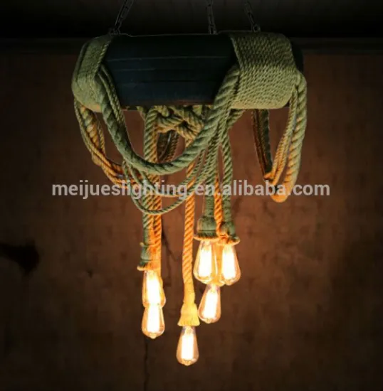 Newly design art american style anchor bolt hemp rope glass chandelier modern