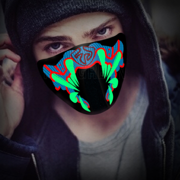 Rechargeable Light-Up EL Panel Face Mask for Halloween Party
