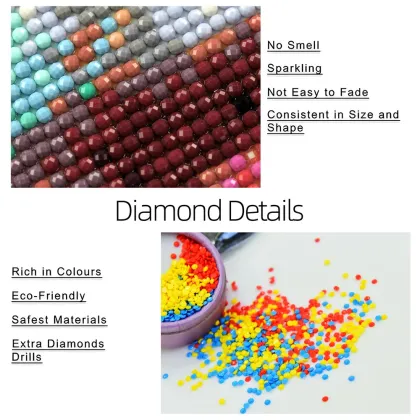 Factory Direct Diamond Painting Art: Colorful Town Landscape for Home Decoration