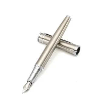 Luxury Silver Calligraphy Pen with Logo - Promotional Metal Fountain Pen