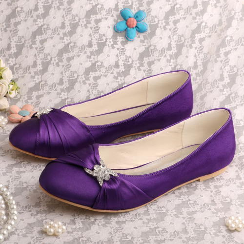 Purple Bridal Shoes Flats cerrado dedo del pie