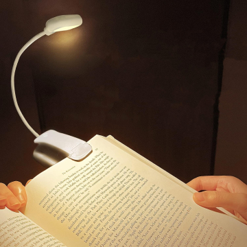 LOHAS Lampu buku yang boleh dicas semula: Teduh putih, LED terang, lampu membaca saiz kecil mudah alih