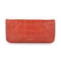 Bolso Clutch con Cremallera Superior Piel Lisa Teñida a Mano Roja